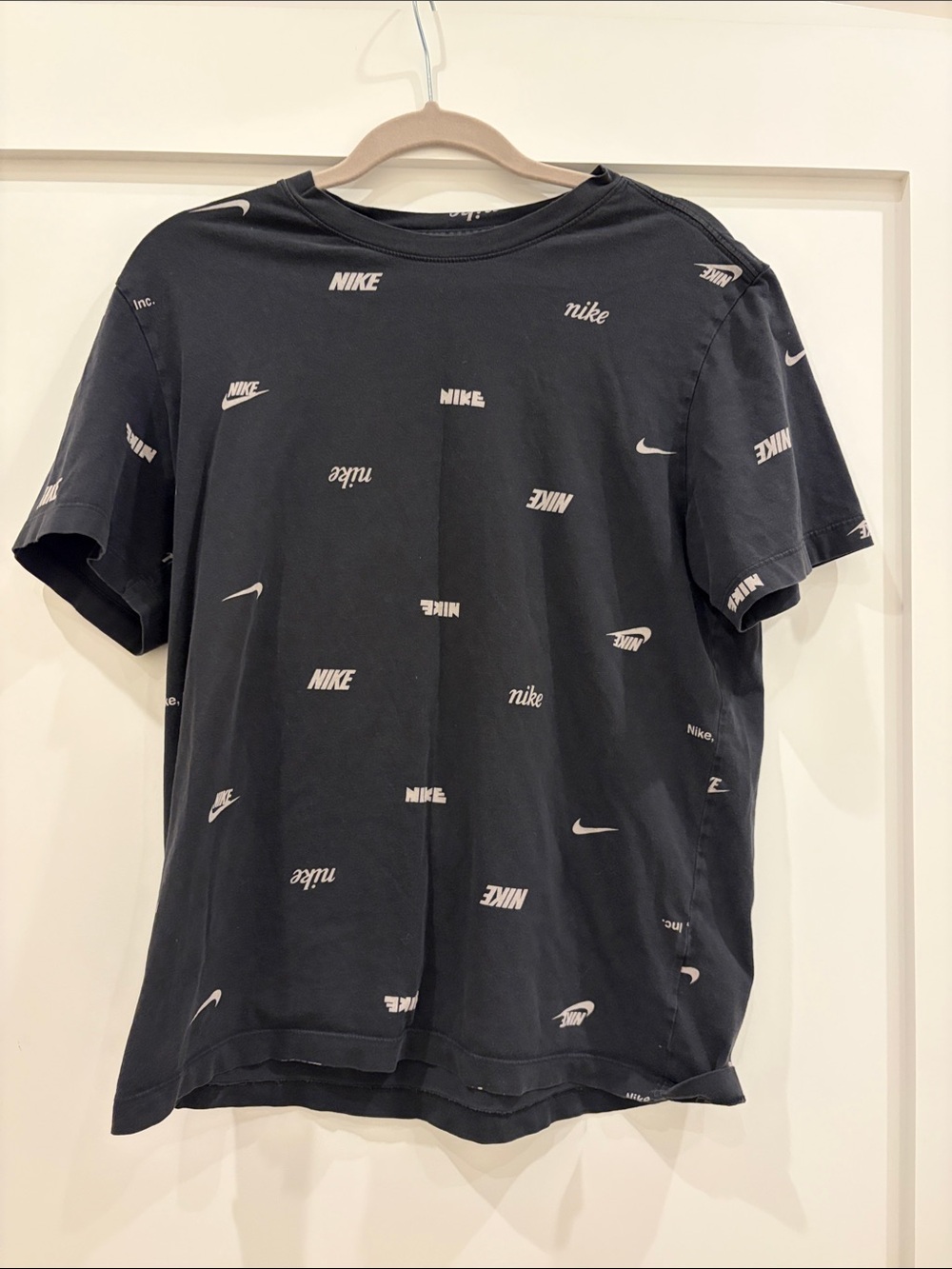 Nike Black Short Sleeve Tee with White Logo Print